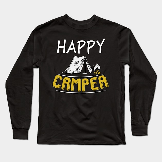 Happy Camper T-Shirt Camping T-Shirt Gifts for Men Women Long Sleeve T-Shirt by OwensAdelisass